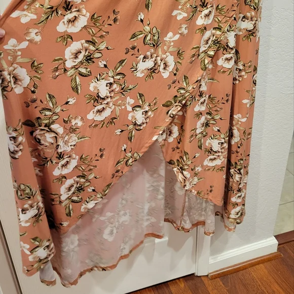 J for Justify Floral High Low Dress - Peach and White - Picture 3 of 7